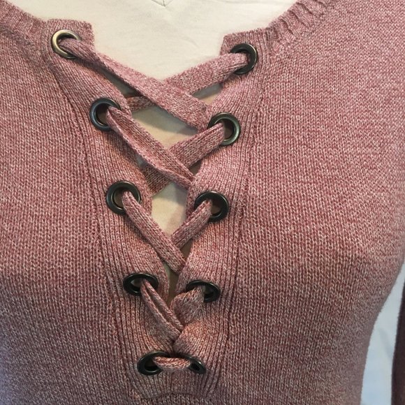 American Eagle Outfitters Long Sleeve Knit Pullover Lightweight Sweater Pink XS - Picture 4 of 14